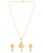 Jewels Nest Gold-Plated Designer Pendant Necklace Set With Matching Drop Earrings For Women | Grocsy