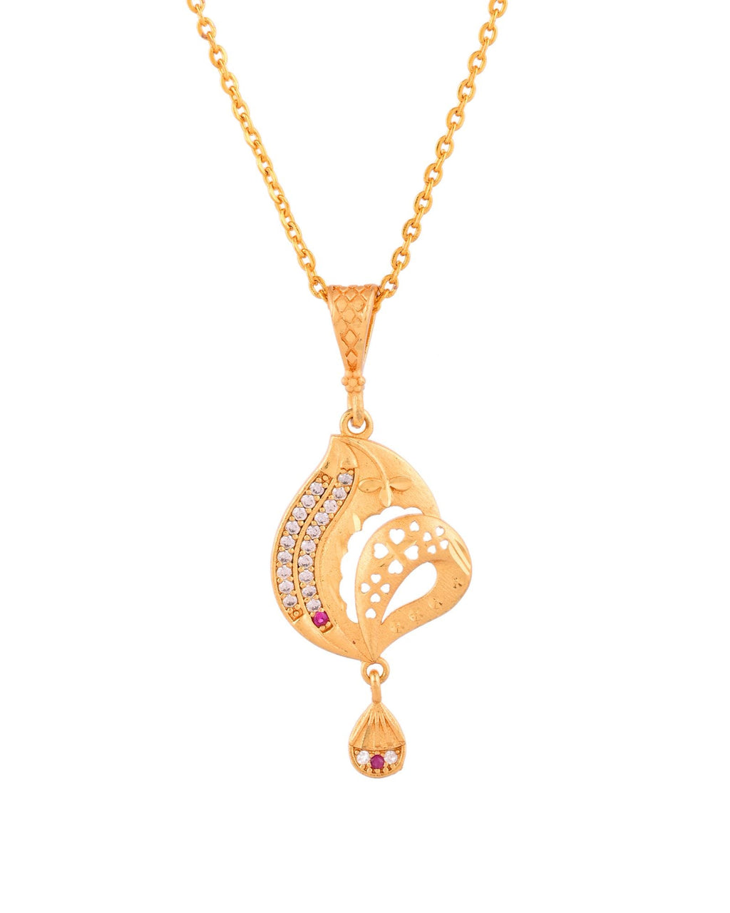 Jewels Nest Gold-Plated Designer Pendant Necklace Set With Matching Drop Earrings For Women | Grocsy