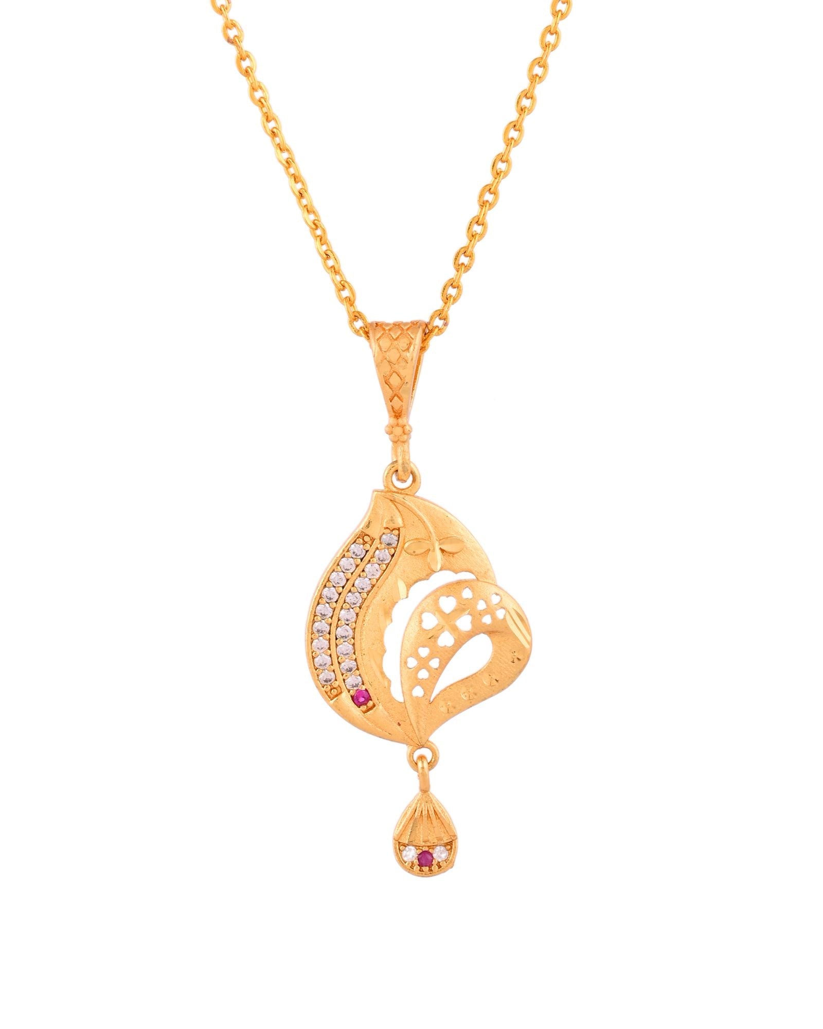 Jewels Nest Gold-Plated Designer Pendant Necklace Set With Matching Drop Earrings For Women | Grocsy