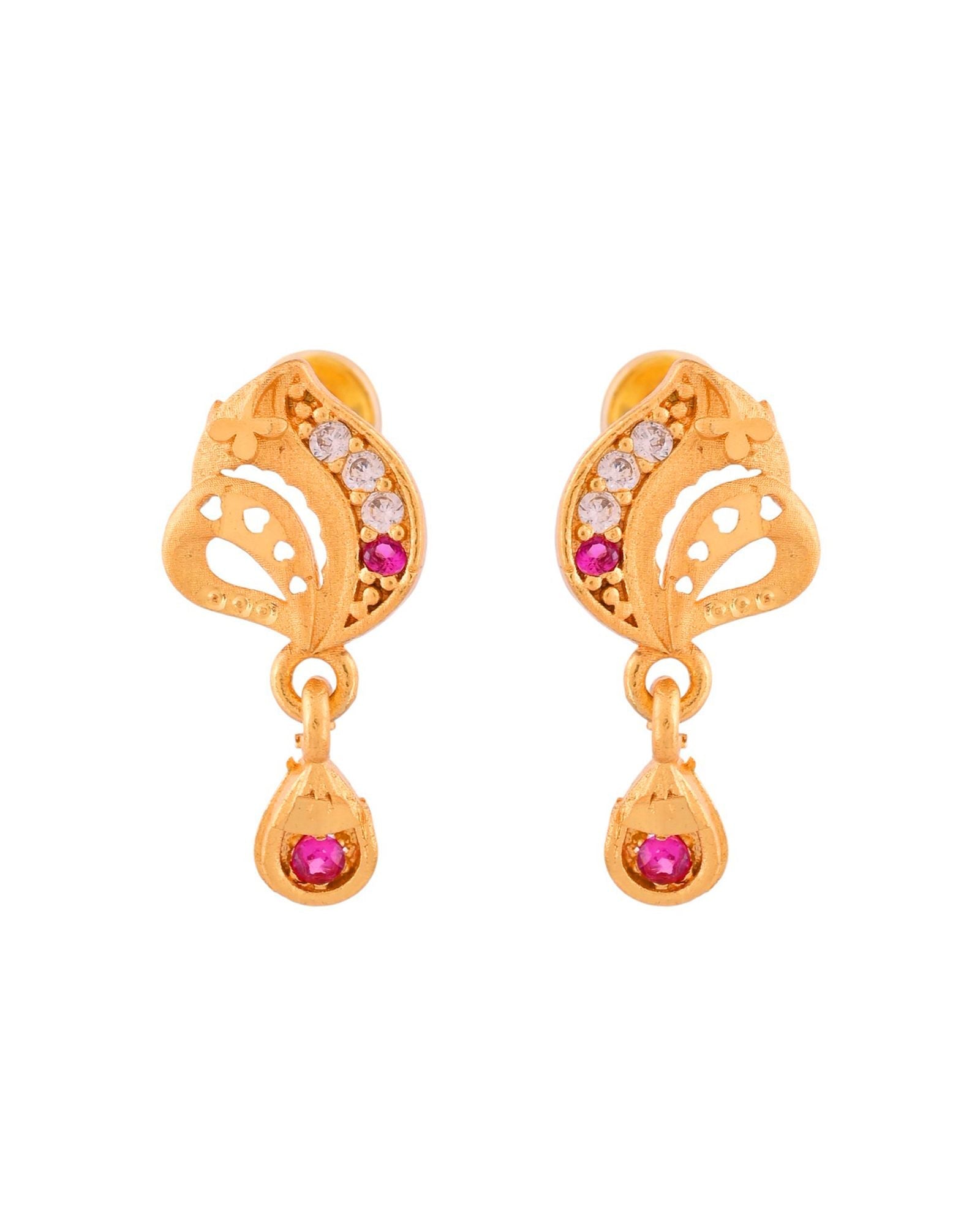 Jewels Nest Gold-Plated Designer Pendant Necklace Set With Matching Drop Earrings For Women | Grocsy