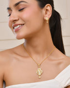 Jewels Nest Gold-Plated Honeycomb Design Pendant Necklace Set With Matching Earrings For Women | Grocsy