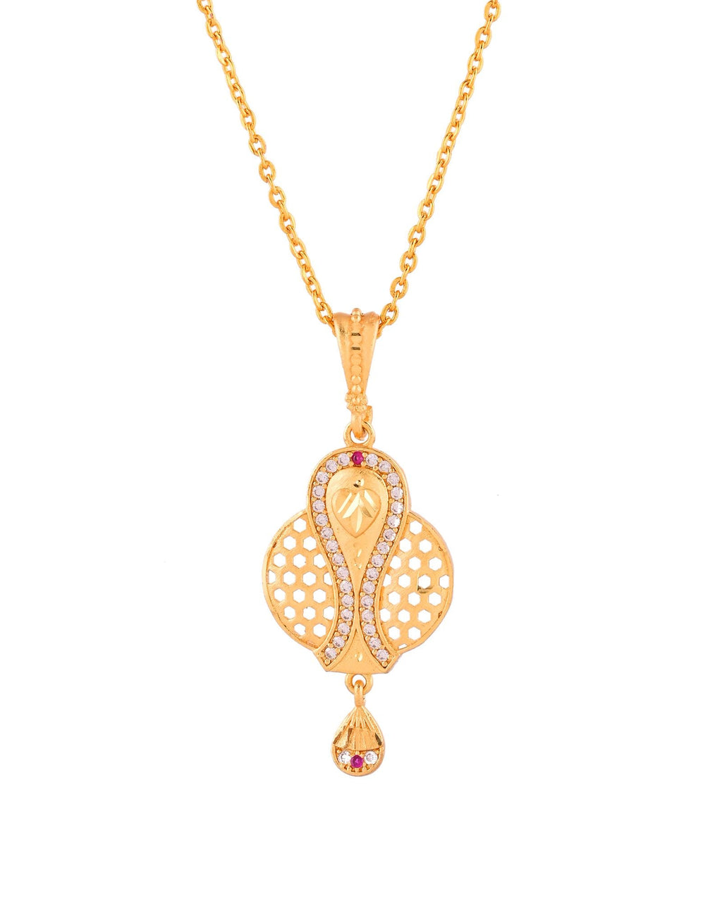 Jewels Nest Gold-Plated Honeycomb Design Pendant Necklace Set With Matching Earrings For Women | Grocsy