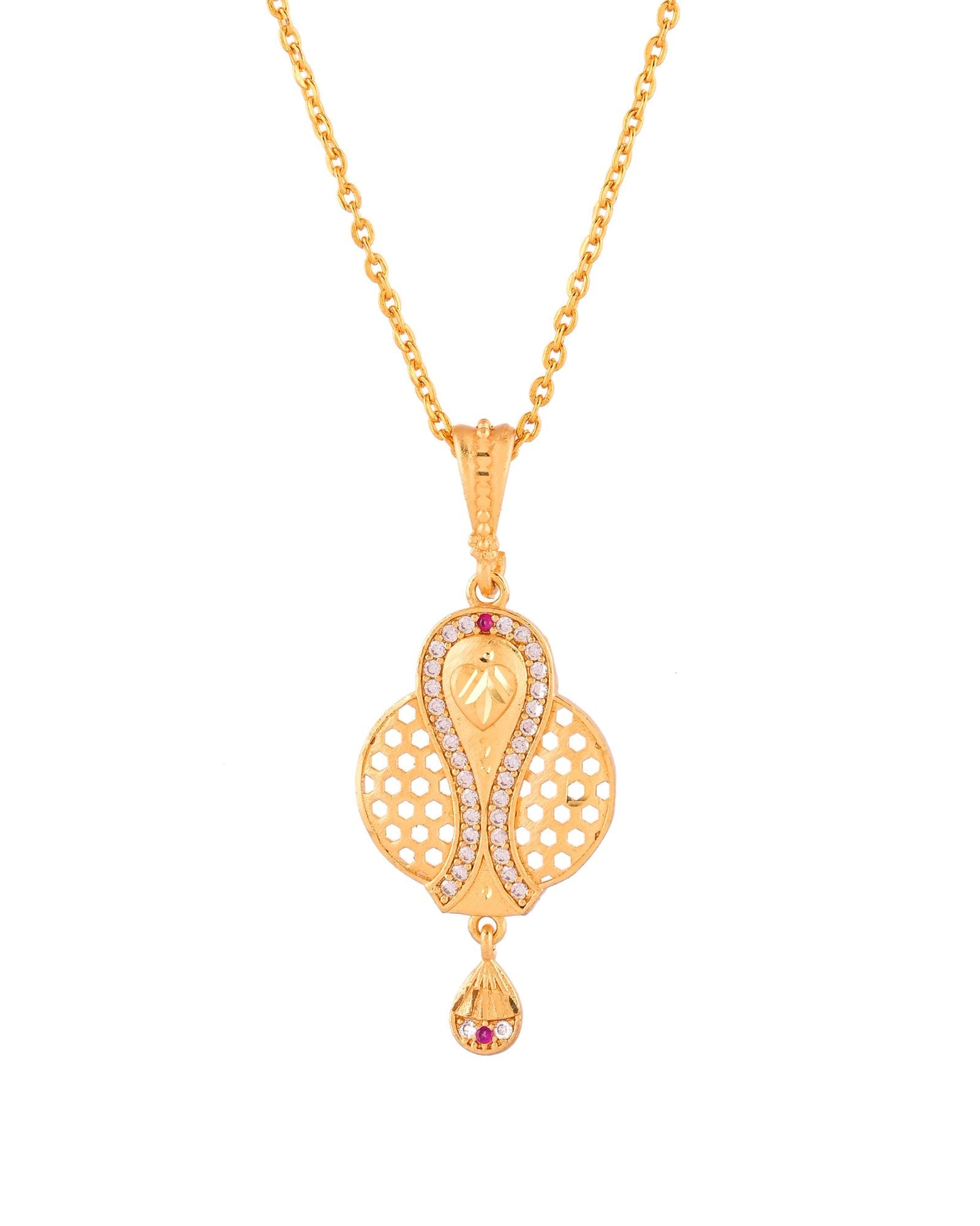 Jewels Nest Gold-Plated Honeycomb Design Pendant Necklace Set With Matching Earrings For Women | Grocsy