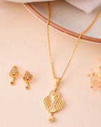 Jewels Nest Gold-Plated Honeycomb Design Pendant Necklace Set With Matching Earrings For Women | Grocsy