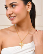 Jewels Nest Gold-Plated Circular Stone Pendant Necklace Set With Matching Earrings For Women | Grocsy