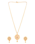 Jewels Nest Gold-Plated Circular Stone Pendant Necklace Set With Matching Earrings For Women | Grocsy