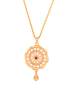 Jewels Nest Gold-Plated Circular Stone Pendant Necklace Set With Matching Earrings For Women | Grocsy