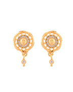Jewels Nest Gold-Plated Circular Stone Pendant Necklace Set With Matching Earrings For Women | Grocsy