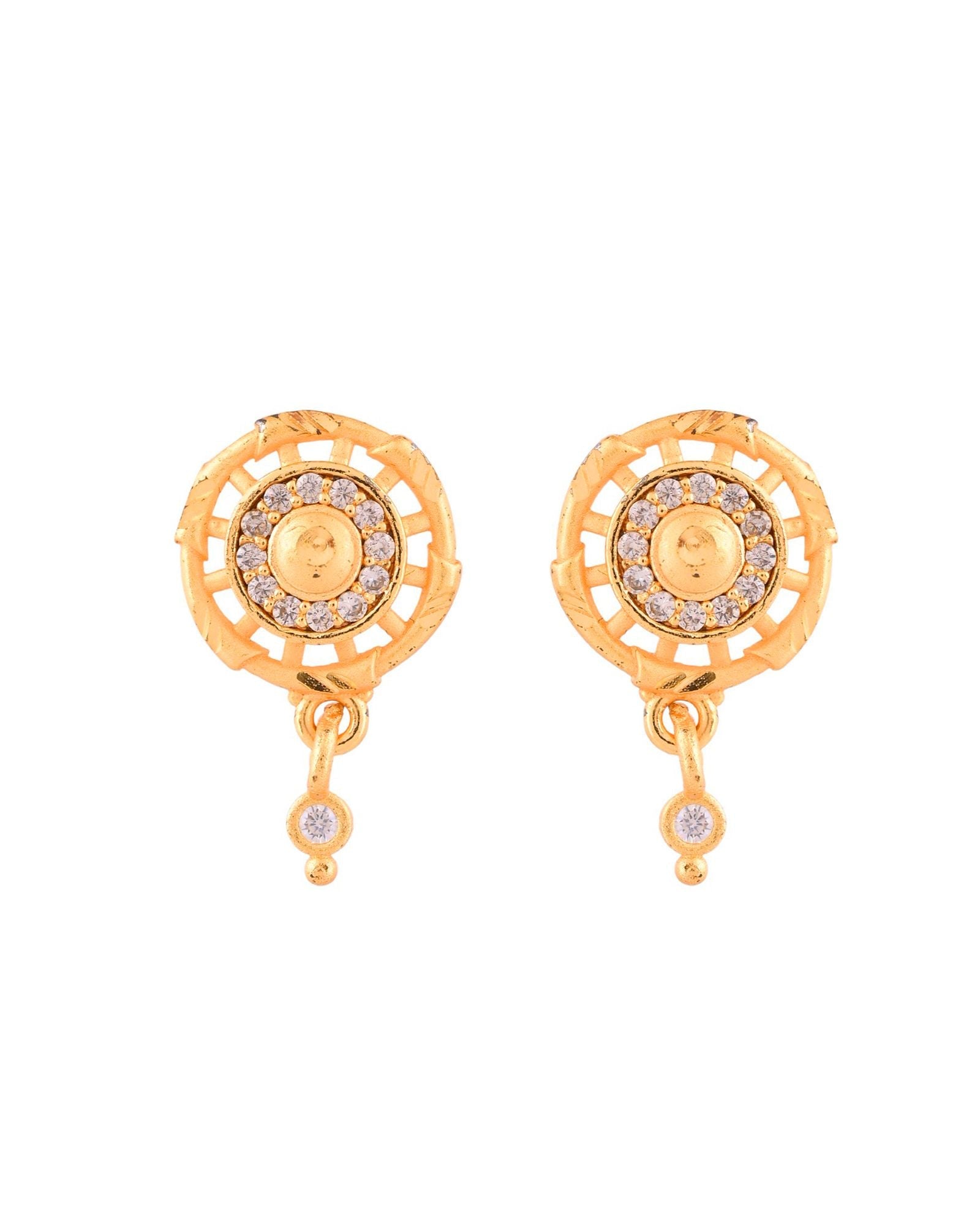 Jewels Nest Gold-Plated Circular Stone Pendant Necklace Set With Matching Earrings For Women | Grocsy