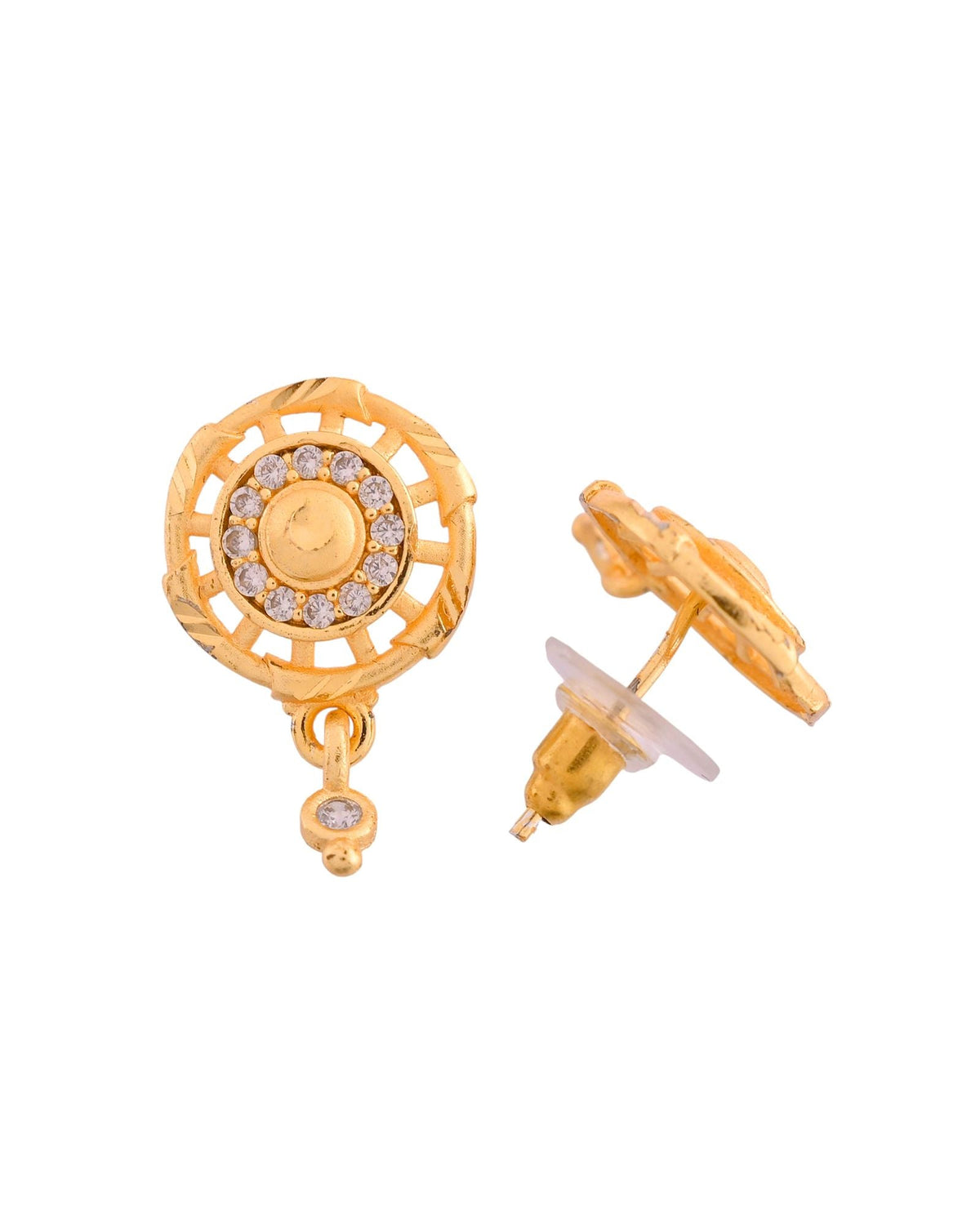 Jewels Nest Gold-Plated Circular Stone Pendant Necklace Set With Matching Earrings For Women | Grocsy