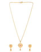 Jewels Nest Gold-Plated Sunburst Pendant Necklace Set With Matching Earrings For Women | Grocsy