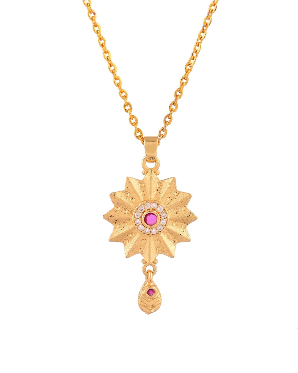 Jewels Nest Gold-Plated Sunburst Pendant Necklace Set With Matching Earrings For Women | Grocsy