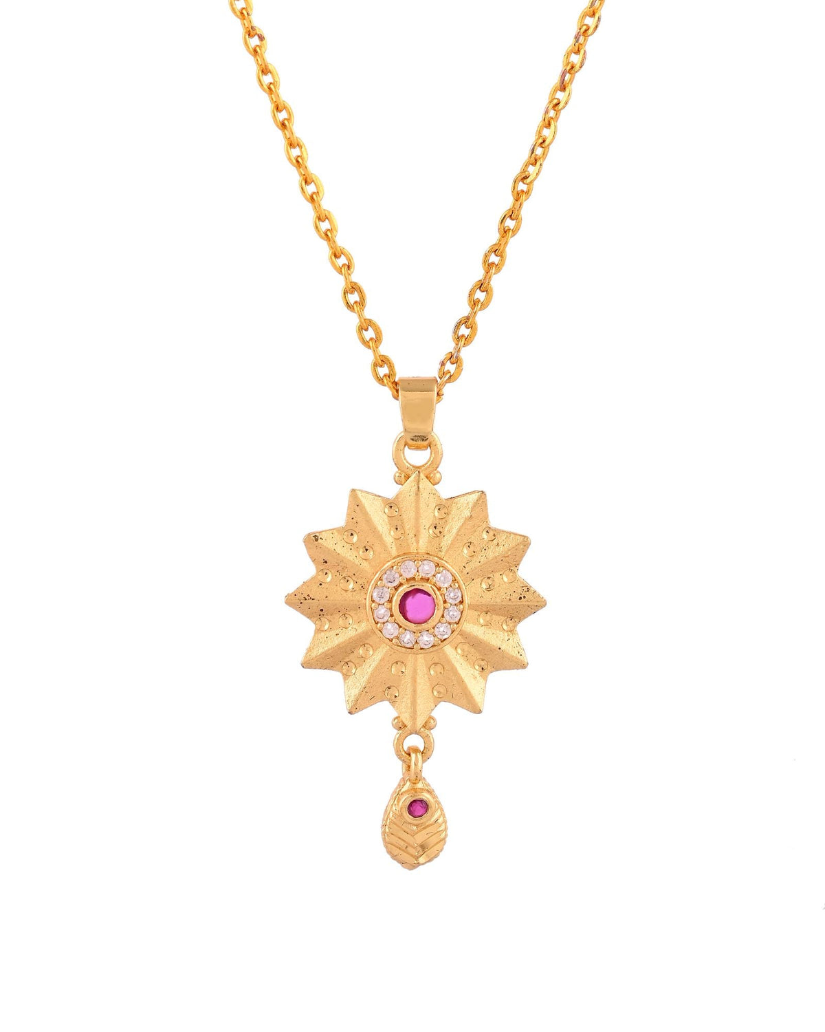 Jewels Nest Gold-Plated Sunburst Pendant Necklace Set With Matching Earrings For Women | Grocsy