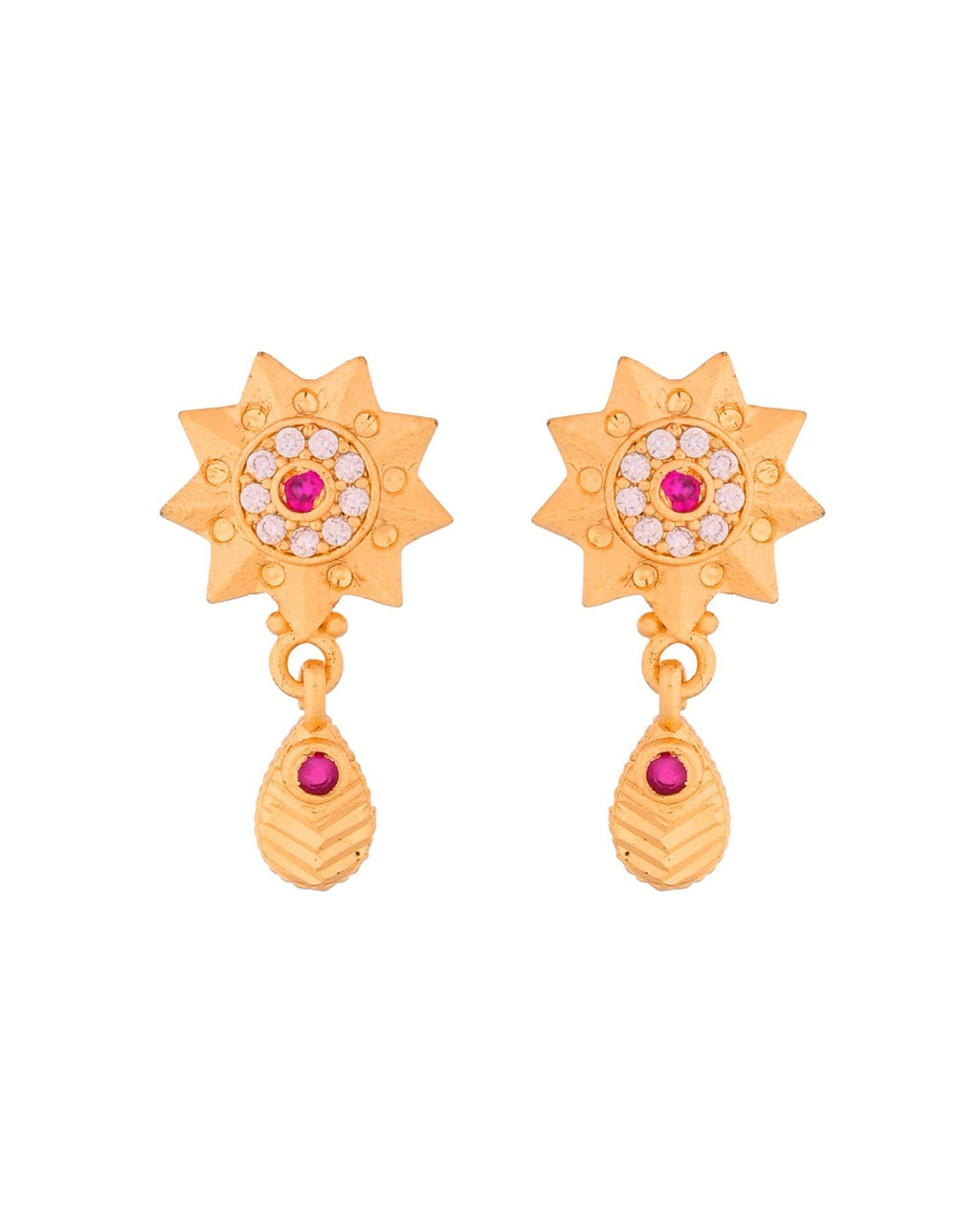 Jewels Nest Gold-Plated Sunburst Pendant Necklace Set With Matching Earrings For Women | Grocsy