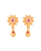 Jewels Nest Gold-Plated Sunburst Pendant Necklace Set With Matching Earrings For Women | Grocsy