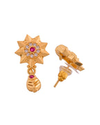 Jewels Nest Gold-Plated Sunburst Pendant Necklace Set With Matching Earrings For Women | Grocsy