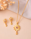 Jewels Nest Gold-Plated Sunburst Pendant Necklace Set With Matching Earrings For Women | Grocsy