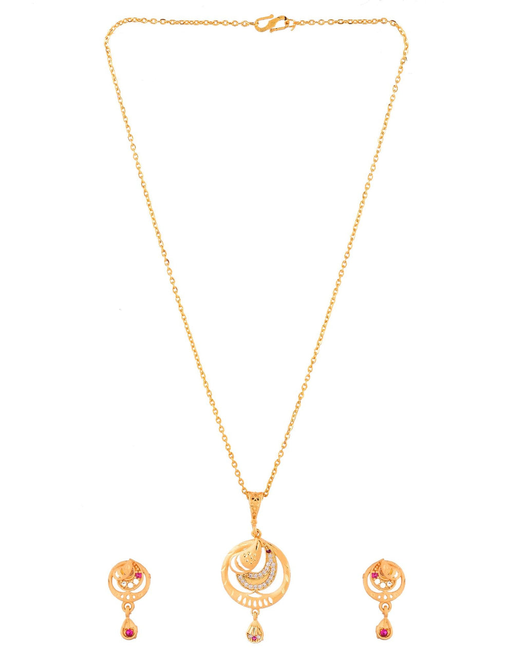 Jewels Nest Gold-Plated Crescent Motif Pendant Necklace Set With Matching Earrings For Women | Grocsy