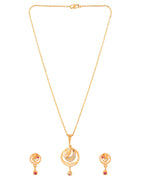 Jewels Nest Gold-Plated Crescent Motif Pendant Necklace Set With Matching Earrings For Women | Grocsy