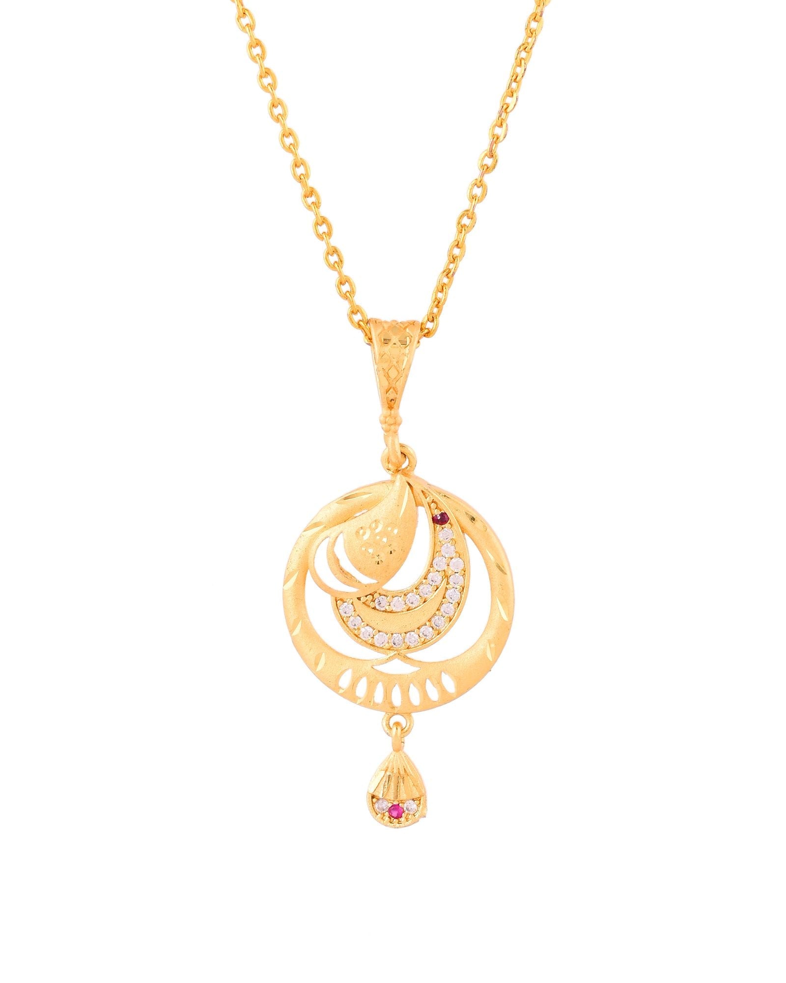 Jewels Nest Gold-Plated Crescent Motif Pendant Necklace Set With Matching Earrings For Women | Grocsy
