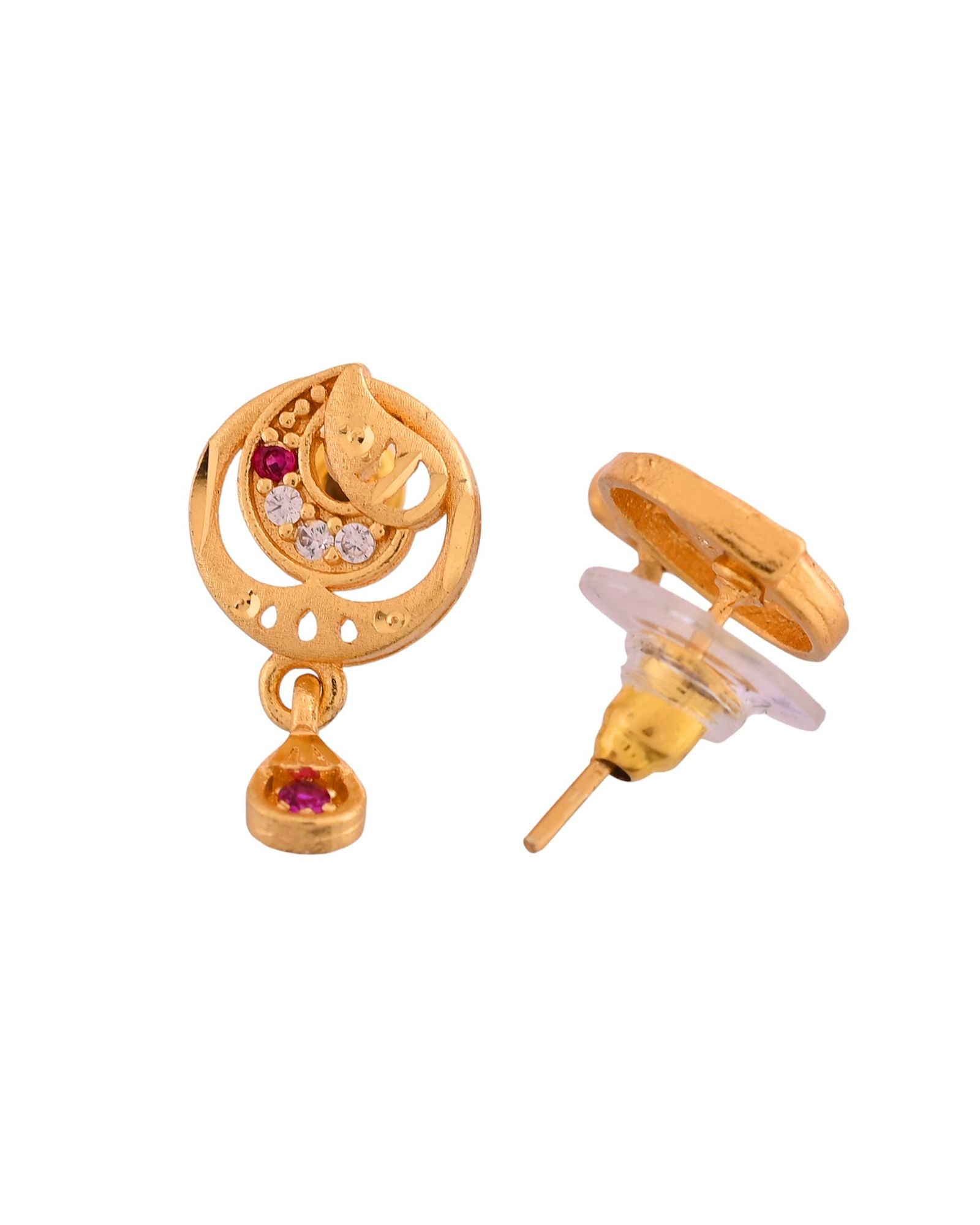 Jewels Nest Gold-Plated Crescent Motif Pendant Necklace Set With Matching Earrings For Women | Grocsy