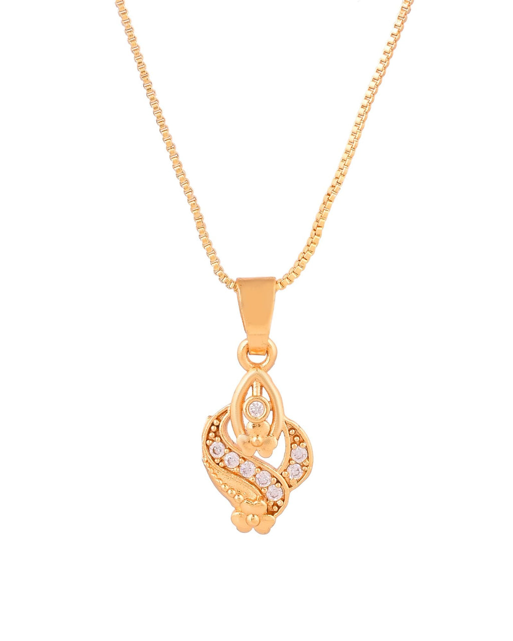 Jewels Nest Gold-Plated Leaf Motif Pendant Necklace For Women | Grocsy