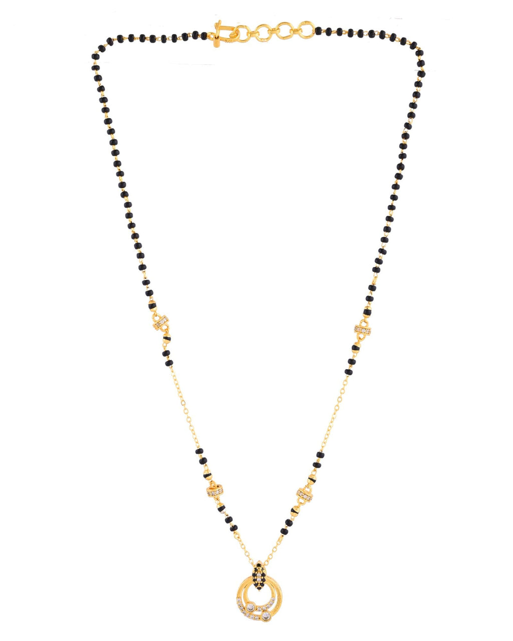 Jewels Nest Gold-Plated Black Beads Mangalsutra Necklace For Women | Grocsy