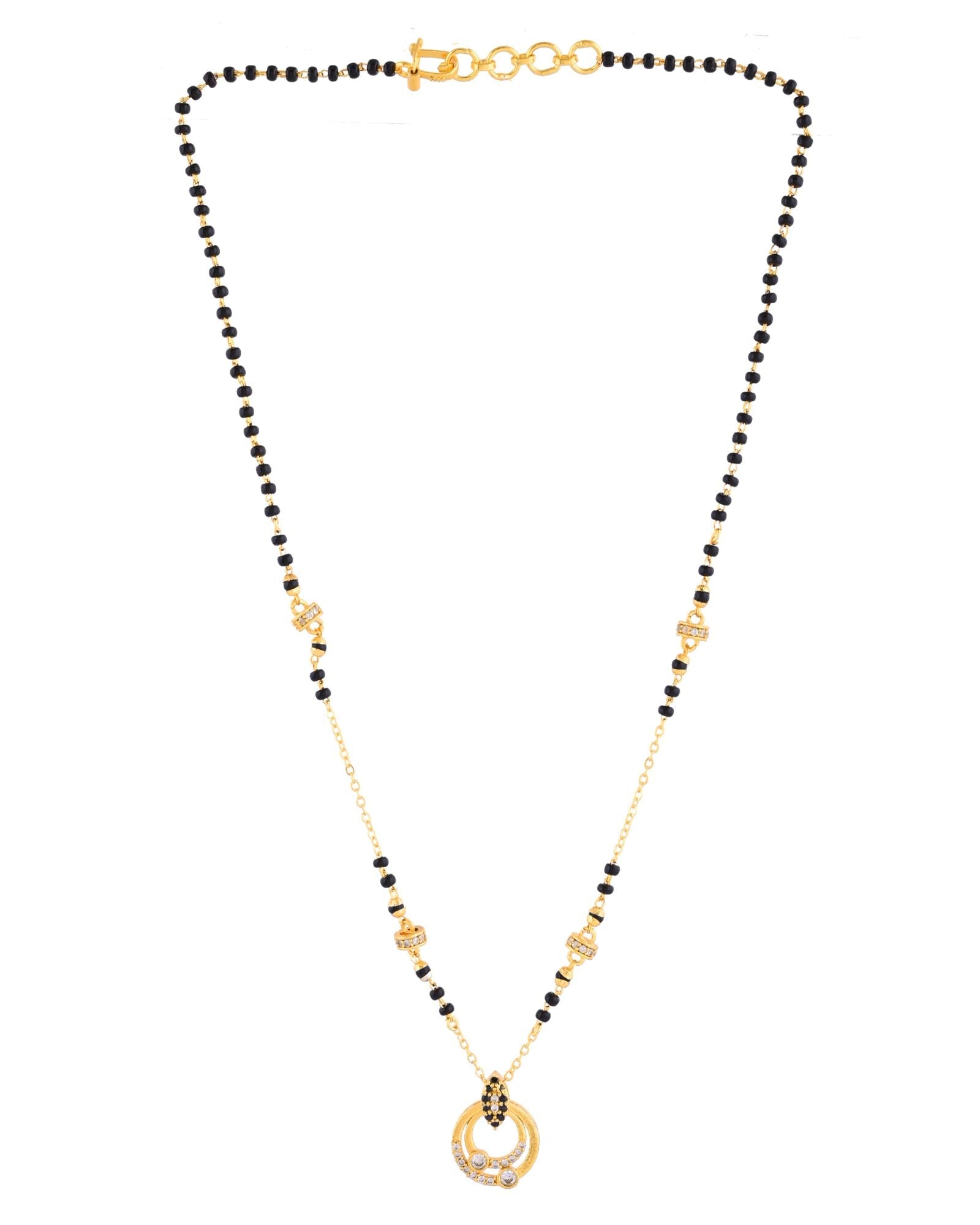 Jewels Nest Gold-Plated Black Beads Mangalsutra Necklace For Women | Grocsy
