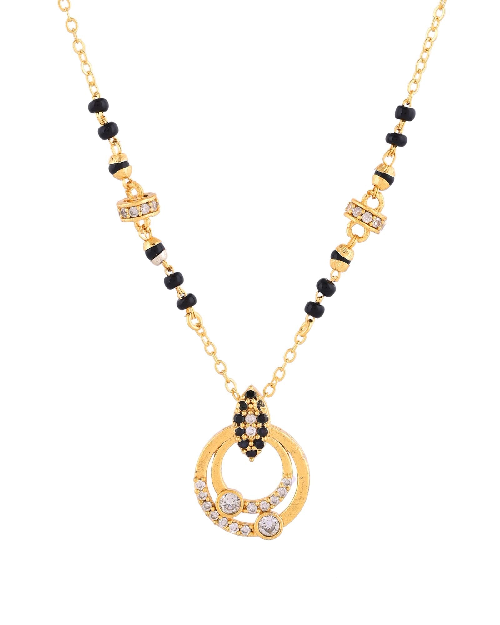 Jewels Nest Gold-Plated Black Beads Mangalsutra Necklace For Women | Grocsy