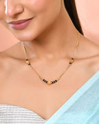 Jewels Nest Elegant Gold-Plated Black Beads Mangalsutra Necklace | Grocsy