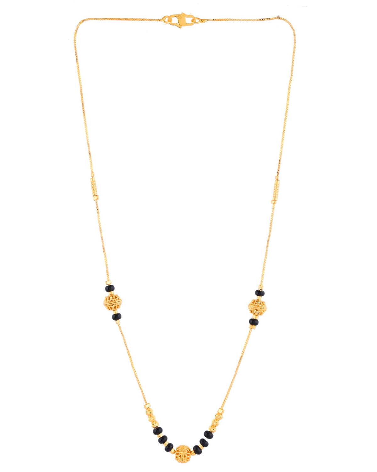 Jewels Nest Elegant Gold-Plated Black Beads Mangalsutra Necklace | Grocsy