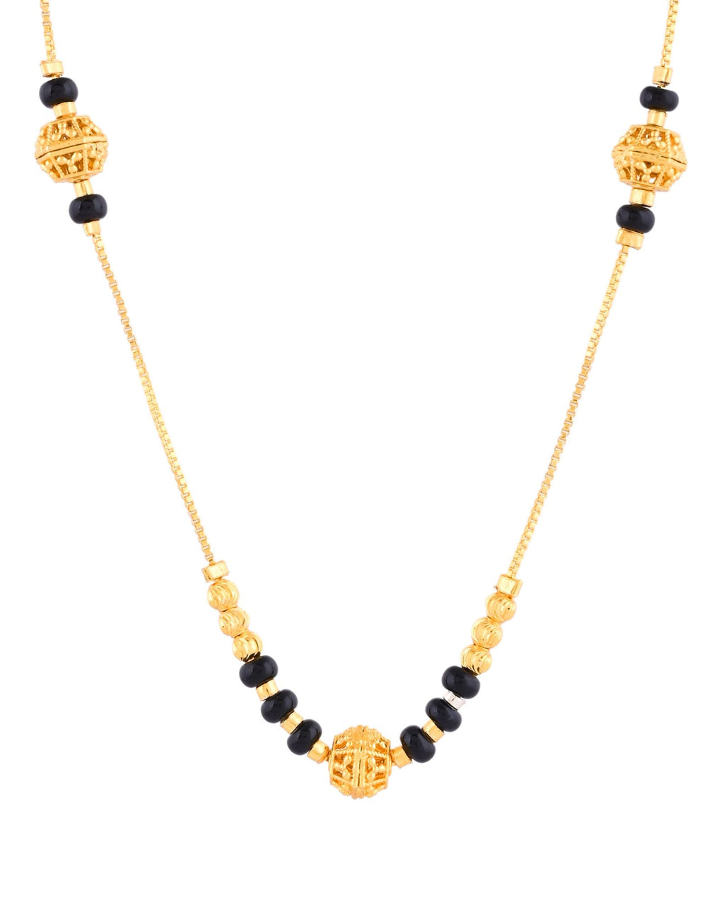 Jewels Nest Elegant Gold-Plated Black Beads Mangalsutra Necklace | Grocsy