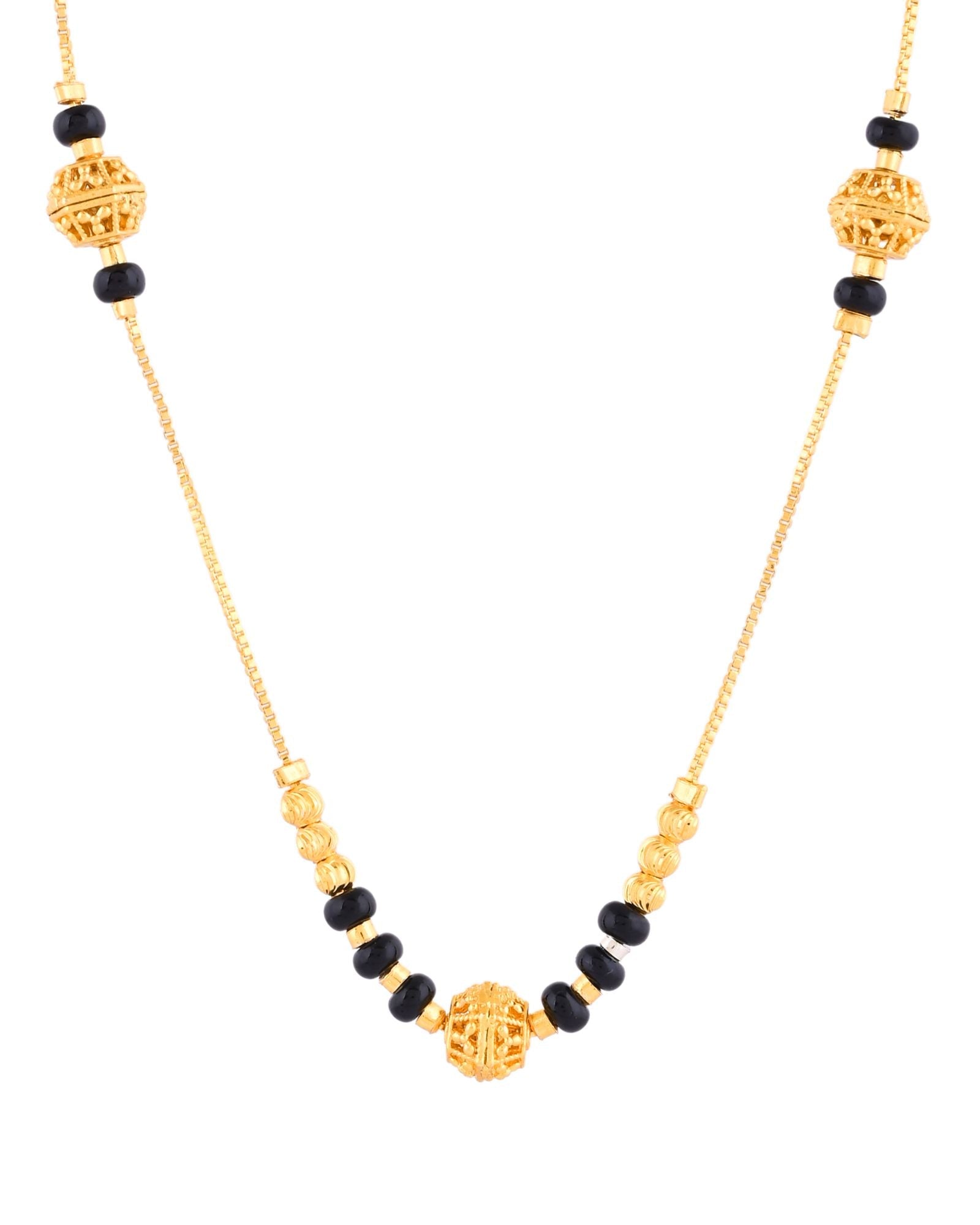 Jewels Nest Elegant Gold-Plated Black Beads Mangalsutra Necklace | Grocsy