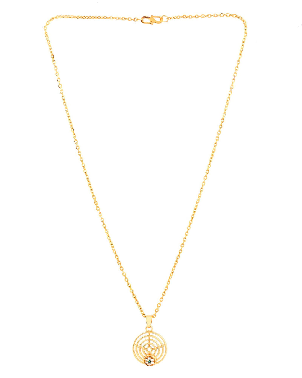Jewels Nest Minimal Gold-Plated Circular Pendant Necklace For Women | Grocsy