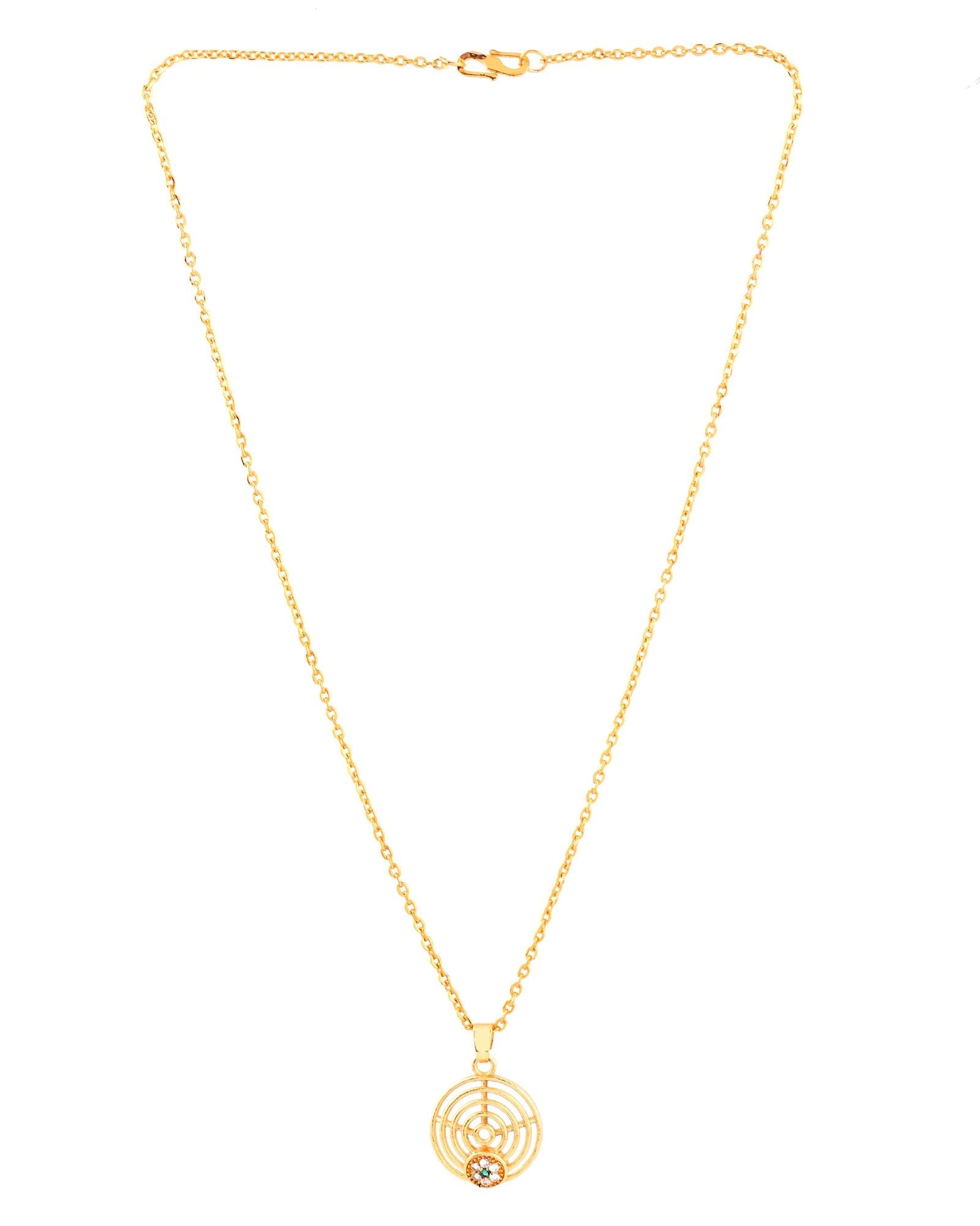 Jewels Nest Minimal Gold-Plated Circular Pendant Necklace For Women | Grocsy