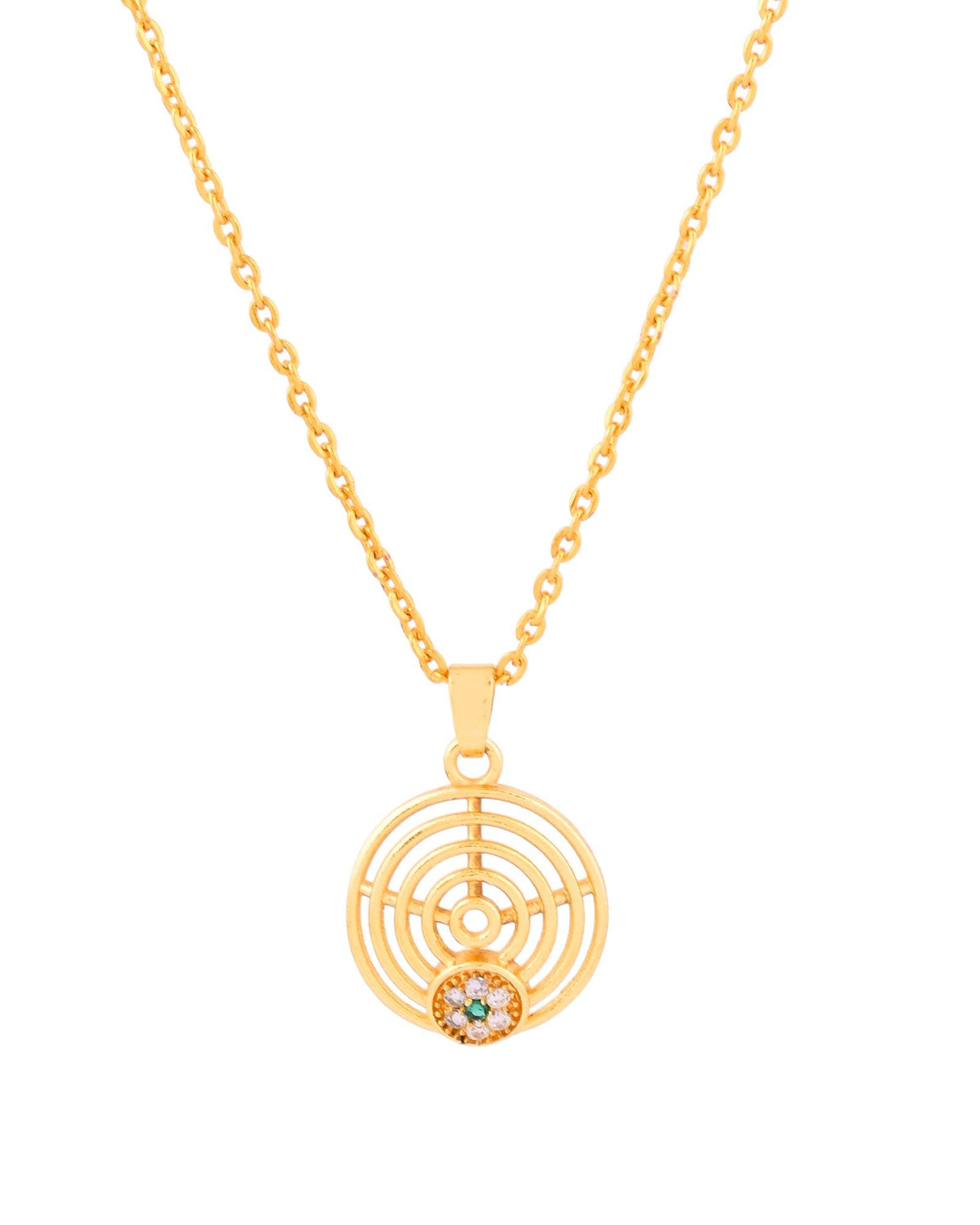 Jewels Nest Minimal Gold-Plated Circular Pendant Necklace For Women | Grocsy