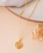 Jewels Nest Minimal Gold-Plated Circular Pendant Necklace For Women | Grocsy