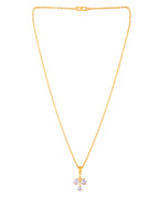 Jewels Nest Elegant Gold-Plated Triple Stone Pendant Necklace For Women | Grocsy