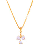 Jewels Nest Elegant Gold-Plated Triple Stone Pendant Necklace For Women | Grocsy
