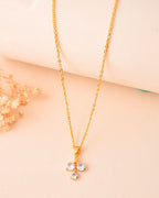 Jewels Nest Elegant Gold-Plated Triple Stone Pendant Necklace For Women | Grocsy