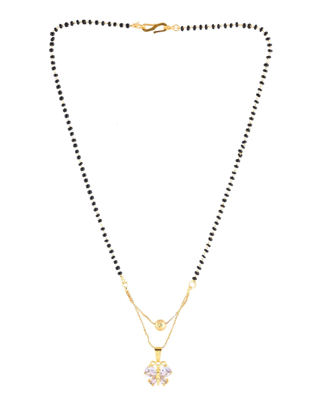 Jewels Nest Gold-Plated Butterfly Pendant Mangalsutra For Women | Grocsy