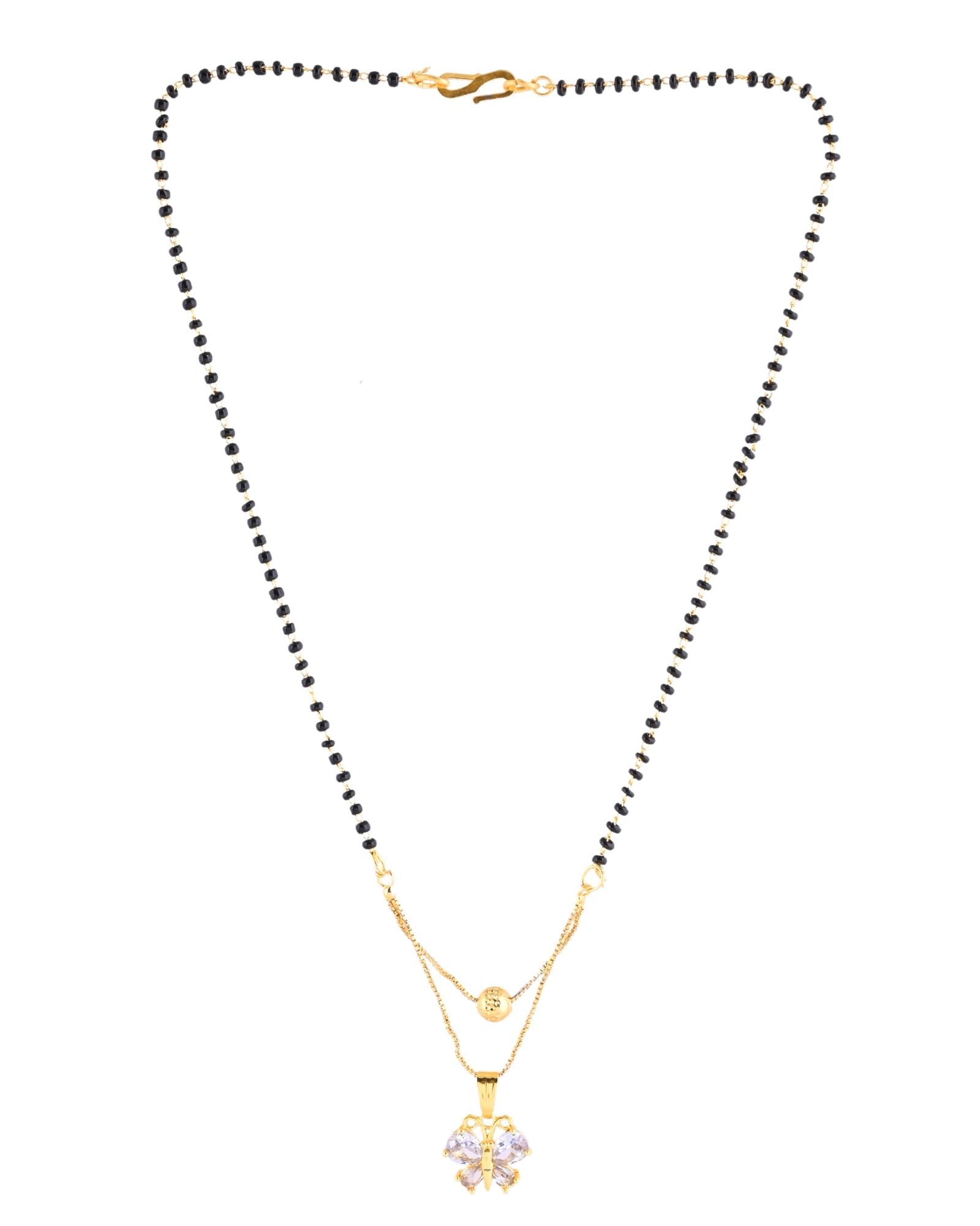 Jewels Nest Gold-Plated Butterfly Pendant Mangalsutra For Women | Grocsy