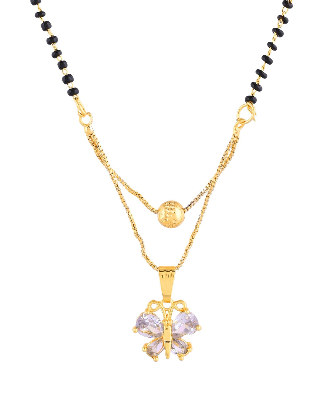 Jewels Nest Gold-Plated Butterfly Pendant Mangalsutra For Women | Grocsy