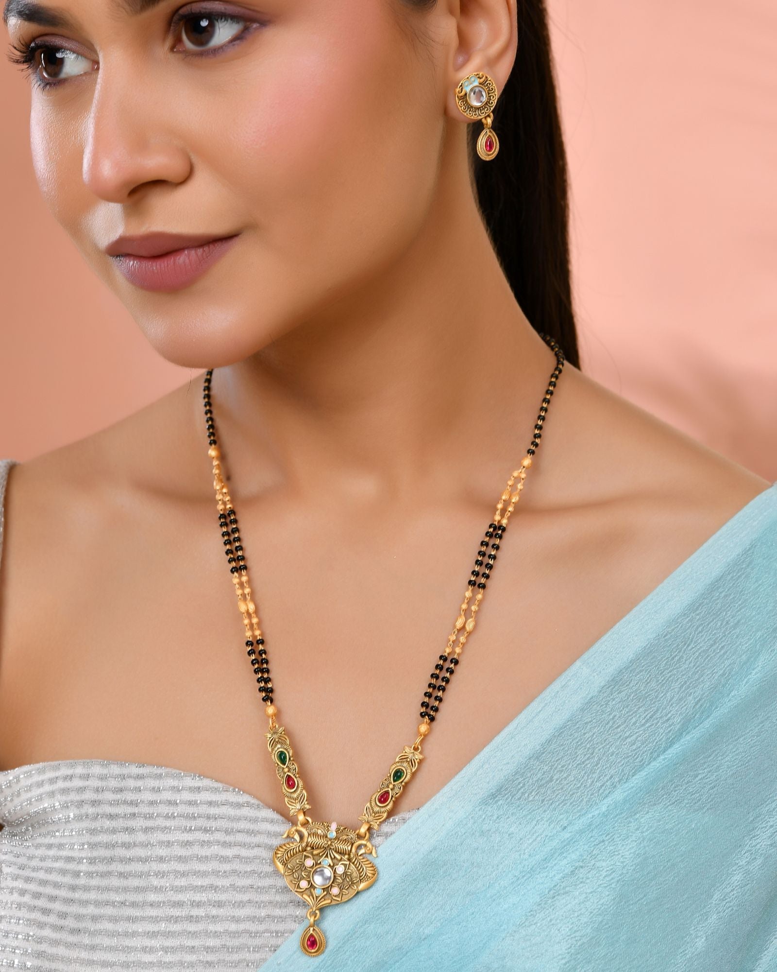 Jewels Nest Traditional Gold-Plated Kundan Mangalsutra Set For Women | Grocsy
