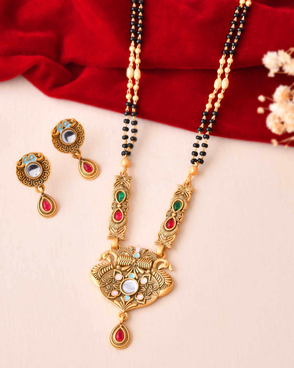 Jewels Nest Traditional Gold-Plated Kundan Mangalsutra Set For Women | Grocsy