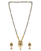 Jewels Nest Antique Gold-Plated Green Stone Mangalsutra Set For Women | Grocsy