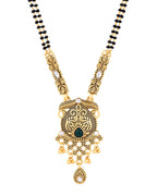 Jewels Nest Antique Gold-Plated Green Stone Mangalsutra Set For Women | Grocsy