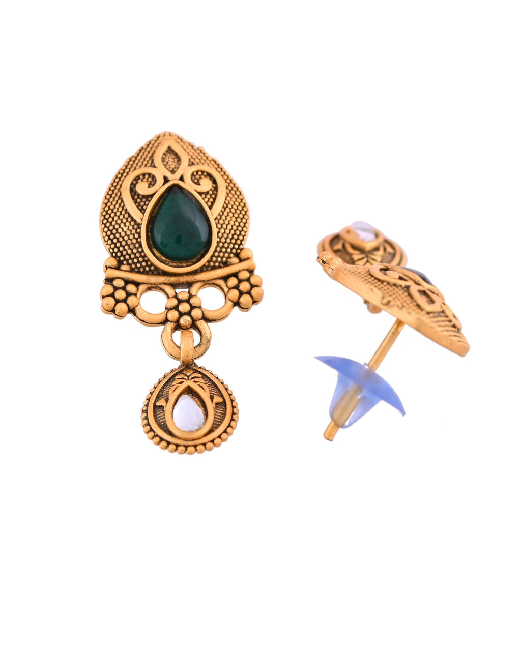 Jewels Nest Antique Gold-Plated Green Stone Mangalsutra Set For Women | Grocsy
