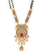 Jewels Nest Antique Gold-Plated Red Stone Temple Mangalsutra Set For Women | Grocsy