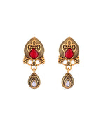 Jewels Nest Antique Gold-Plated Red Stone Temple Mangalsutra Set For Women | Grocsy